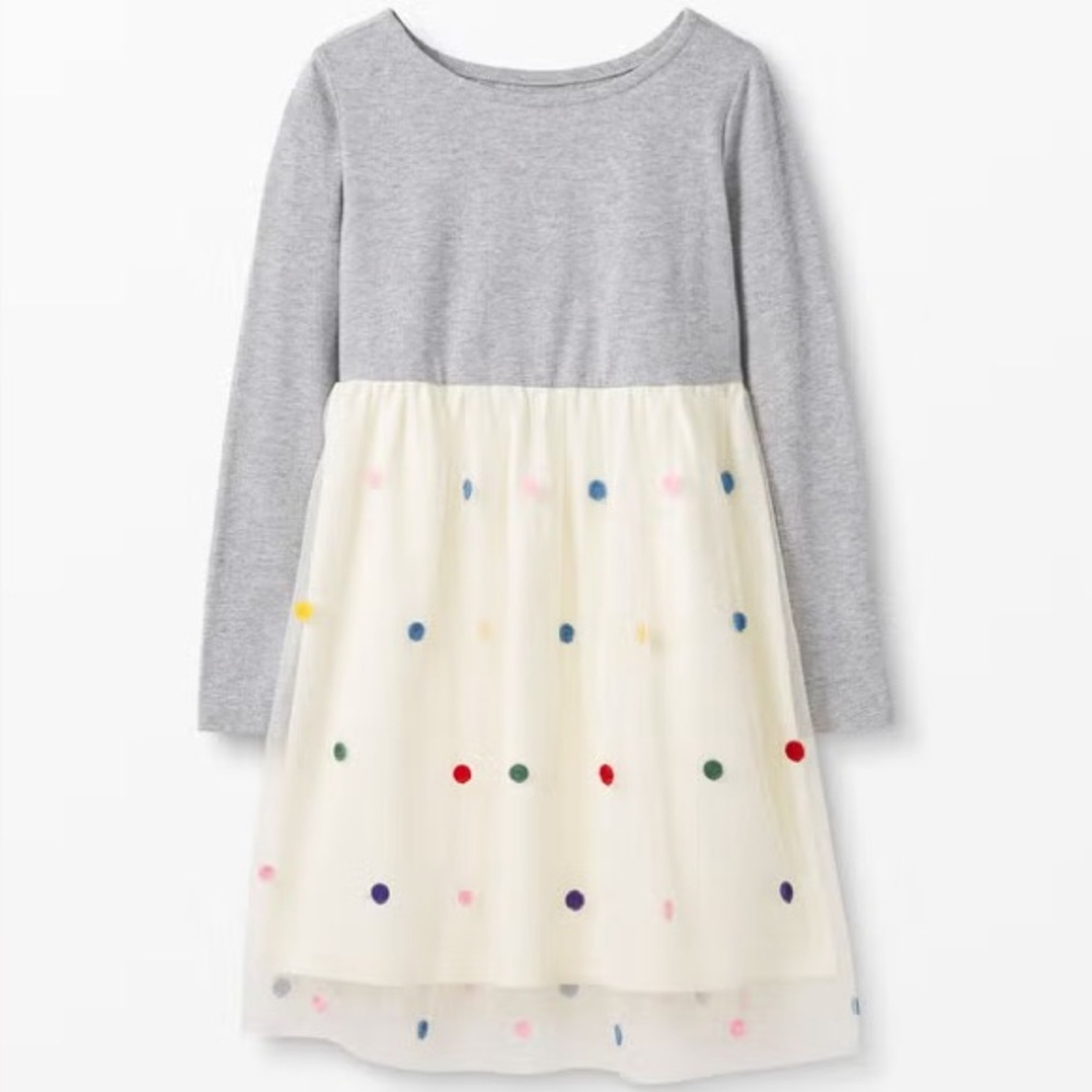 Hanna Andersson Grey and White Polka Dot Party Dress
